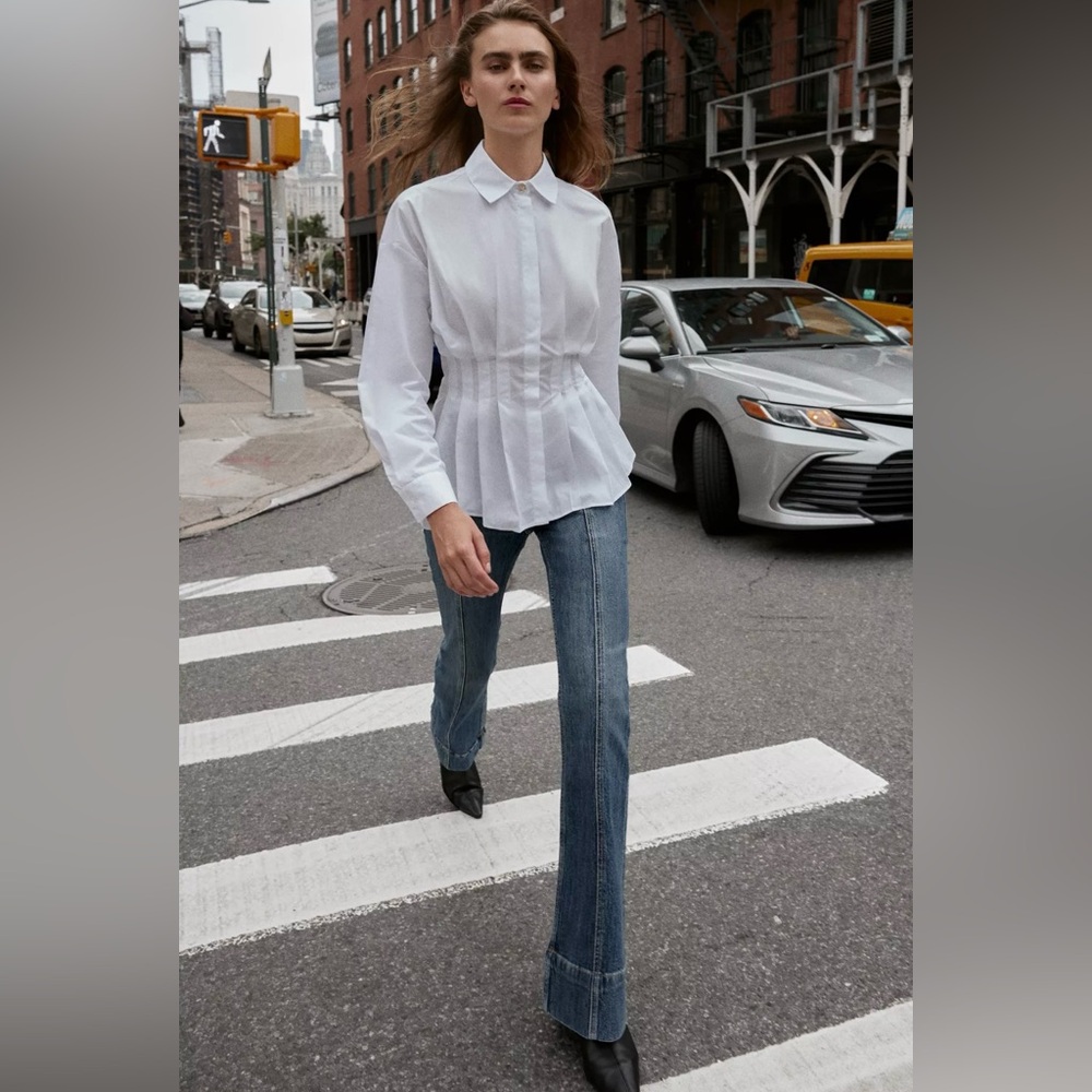Zara Pleated Poplin Shirt